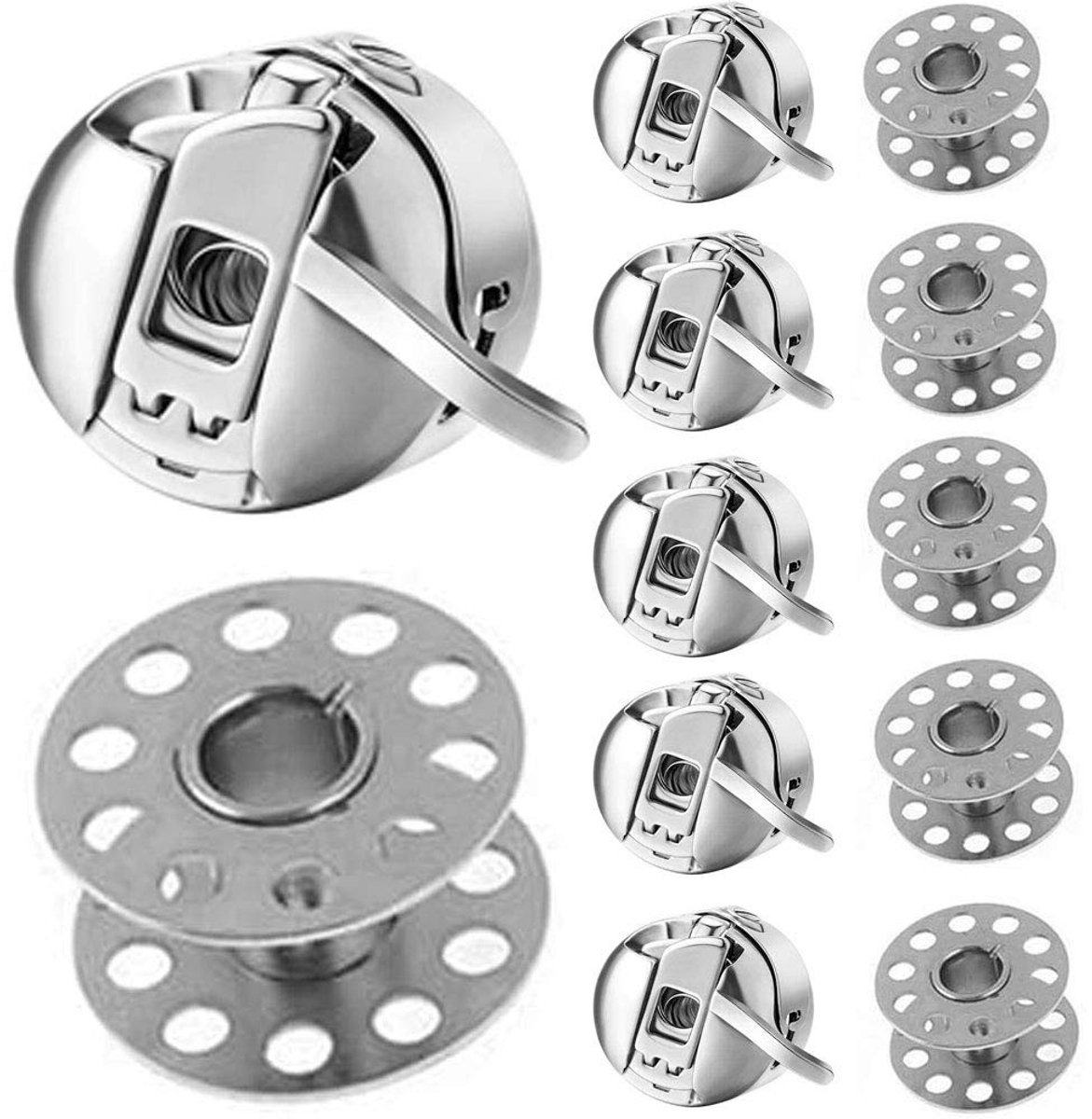 Set van 6 Binnenlandse Naaimachine Spoelkoffers en Metalen Klossen