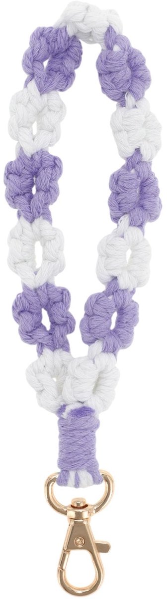 Dailygoods- Sleutelhanger Boheemse Stijl - Macramé Sleutelhanger - Bloemenpatronen - Katoenen Draden - Robuuste Haaksluiting - Duurzaam Design - Sleutelring