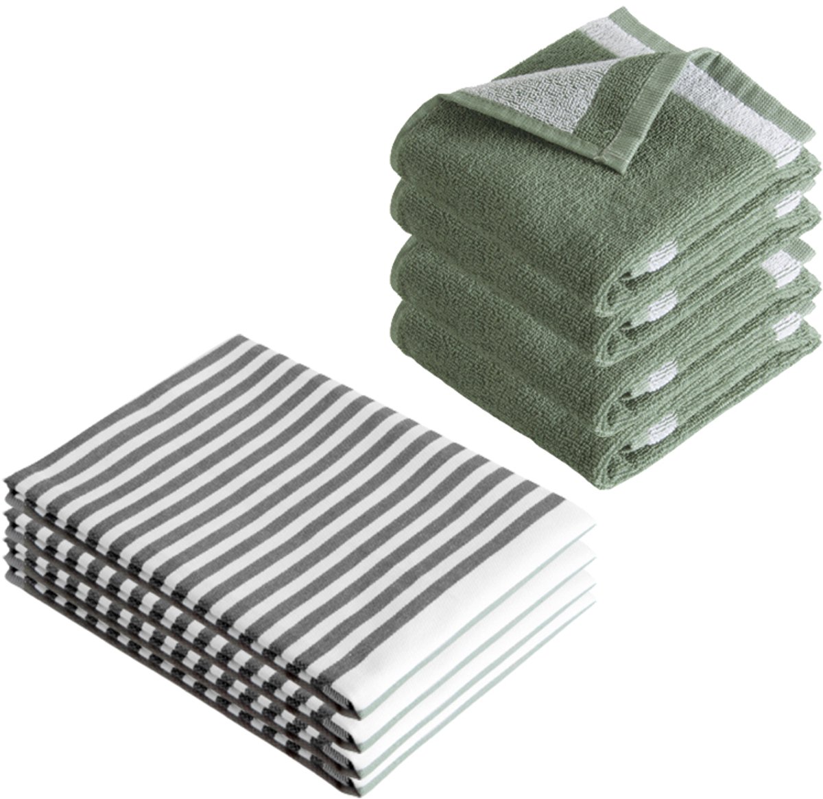 Byrklund Keuken- en Theedoeken set Dry Dishes & Dry Hands Jade - 8-delige Set - 100% Katoen - Hoge Absorptie & OEKO-TEX