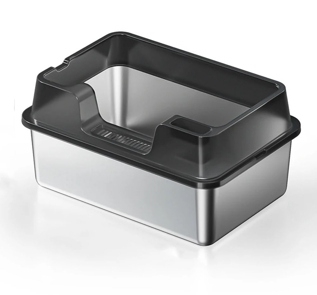 DierDO – Kattenbak – Kattentoilet – Kattenmand – Roestvrij RVS – Met Deksel – Zwart – 60x40x22 cm – Schep Inbegrepen – Hop in