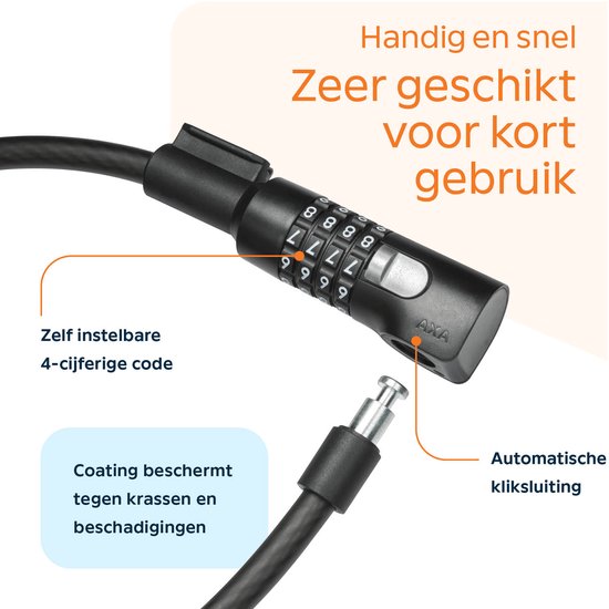AXA Resolute C12/65 - Kabelslot - Slot voor Fietsen - Code - Gebruiksvriendelijk - 65 cm lang - Diameter 12 mm - Zwart van AXA — afbeelding 3