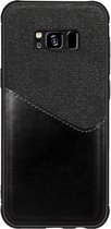 Luxe Cardslot Card Case voor Samsung Galaxy S8 | TPU Siliconen hoesje | Hoogwaardige Fabric & Kwaliteitsleer Back Cover | Wallet | Pasjeshouder | Zwart