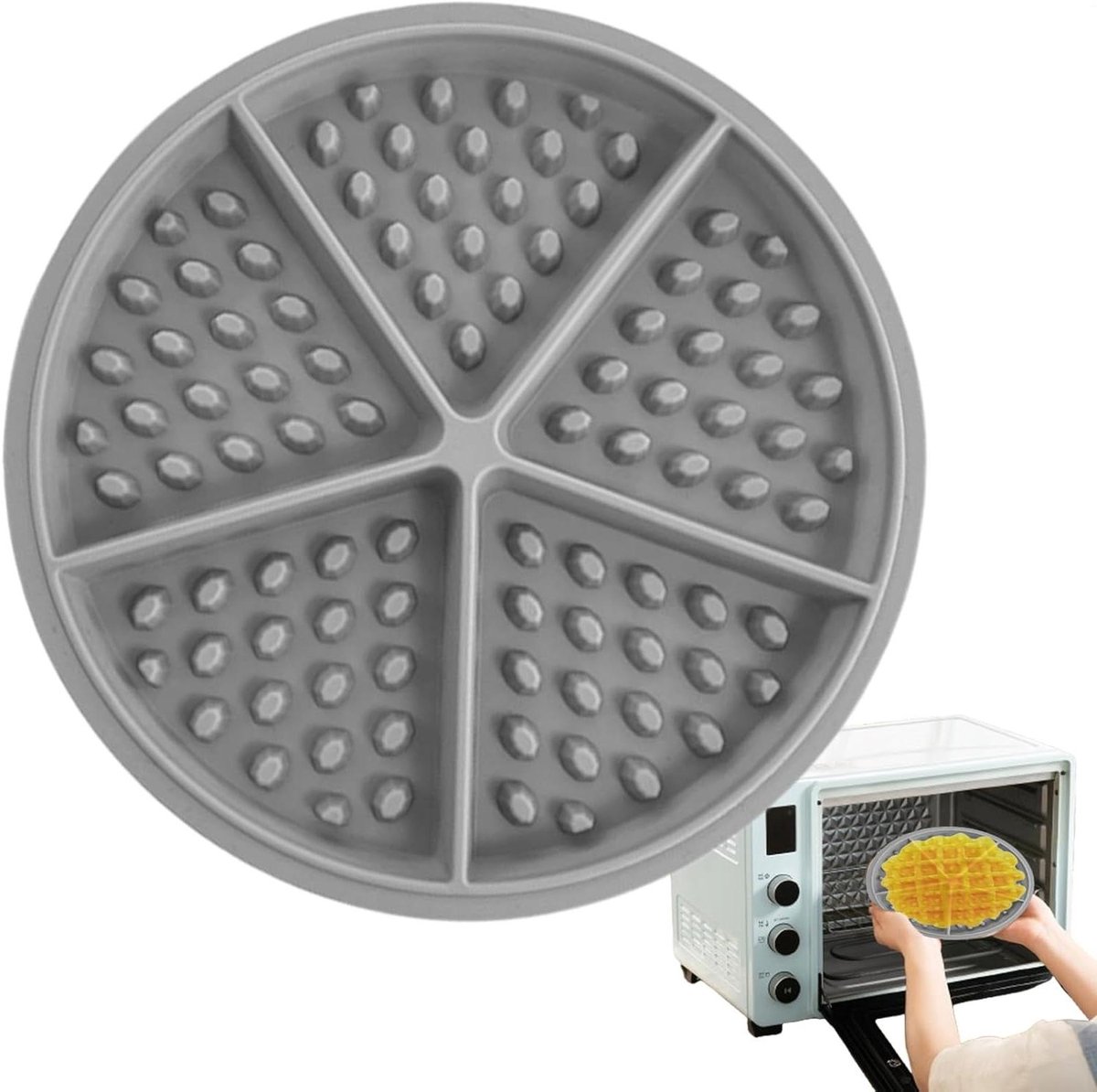 Wafelvorm Siliconen - Bakvorm Rond - Lekkere Wafels Bakken - Vaatwasmachinebestendig - 17.5 cm - Grijs