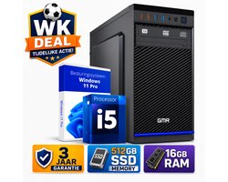 Desktop Computer Intel Core i5 | 16GB RAM | 512GB SSD | Windows 11 Pro | WiFi | DVD-RW | Office PC | Werkcomputer | Zakelijke Computer | Thuiswerk Computer | Kantoor PC | Studie Computer | 3 Jaar Garantie