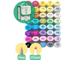 Ohuhu - Oahu Fine & Chisel - Alcohol Art Markers - 40 kleuren - grijze etui