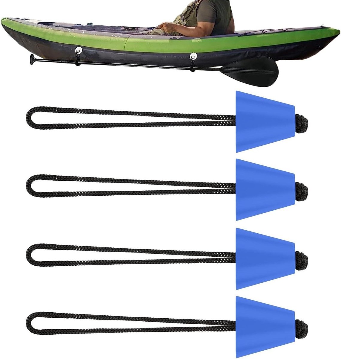 Kajak Afvoerpluggen - Boot Stopper - Waterdicht Maken - Met Ophaalkoord - 4 stuks 1.57 Inch - Blauw