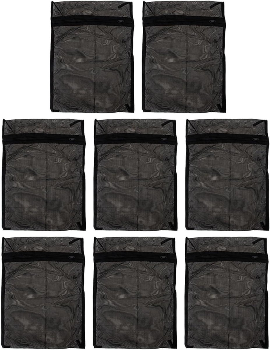 Waszakken Fijne Mesh - Beschermende Netzakken - Delicate Kleding Wassen - Ademend Polyester Materiaal - 8 Stuks 40x30cm - Zwart