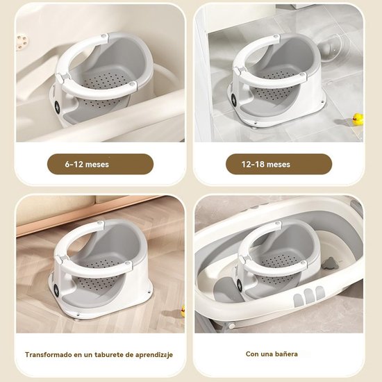Badzitjes voor babyzitje, antislip babybadstoel met temperatuursensor, veilige douchehouder voor peuters baden, thuis, babyfeestjes, verjaardagen, huishoudbenodigdheden — afbeelding 5