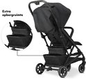 Zwarte Deryan buggy met extra opbergruimte onder het zitje.