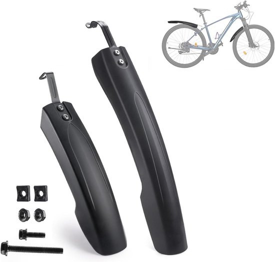 Fiets Spatbord - Spatlap Set - Bescherming Fiets - Verstelbare Hoek - Universeel - Zwart