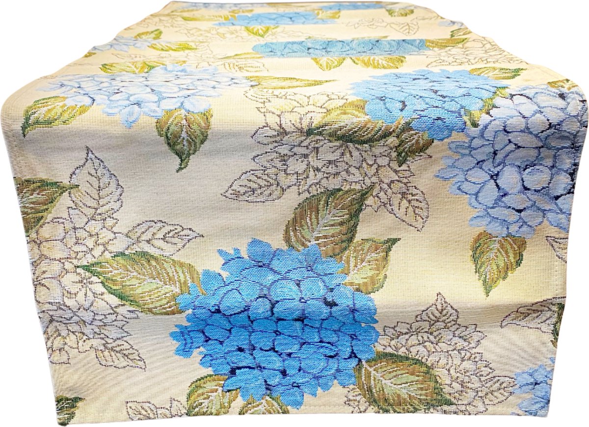 Tafelloper - luxe gobelinstof - Hortensia - Loper 100 x 40 cm