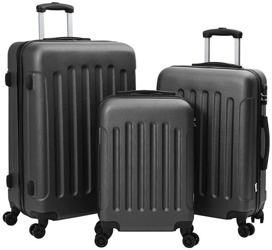vidaXL Koffer met slot 3 st Donkergrijs 50 × 31 × 78 cm ABS Kunststof