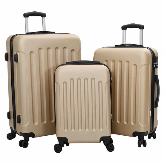 vidaXL Koffer met slot 3 st champagne 50 × 31 × 78 cm ABS Kunststof