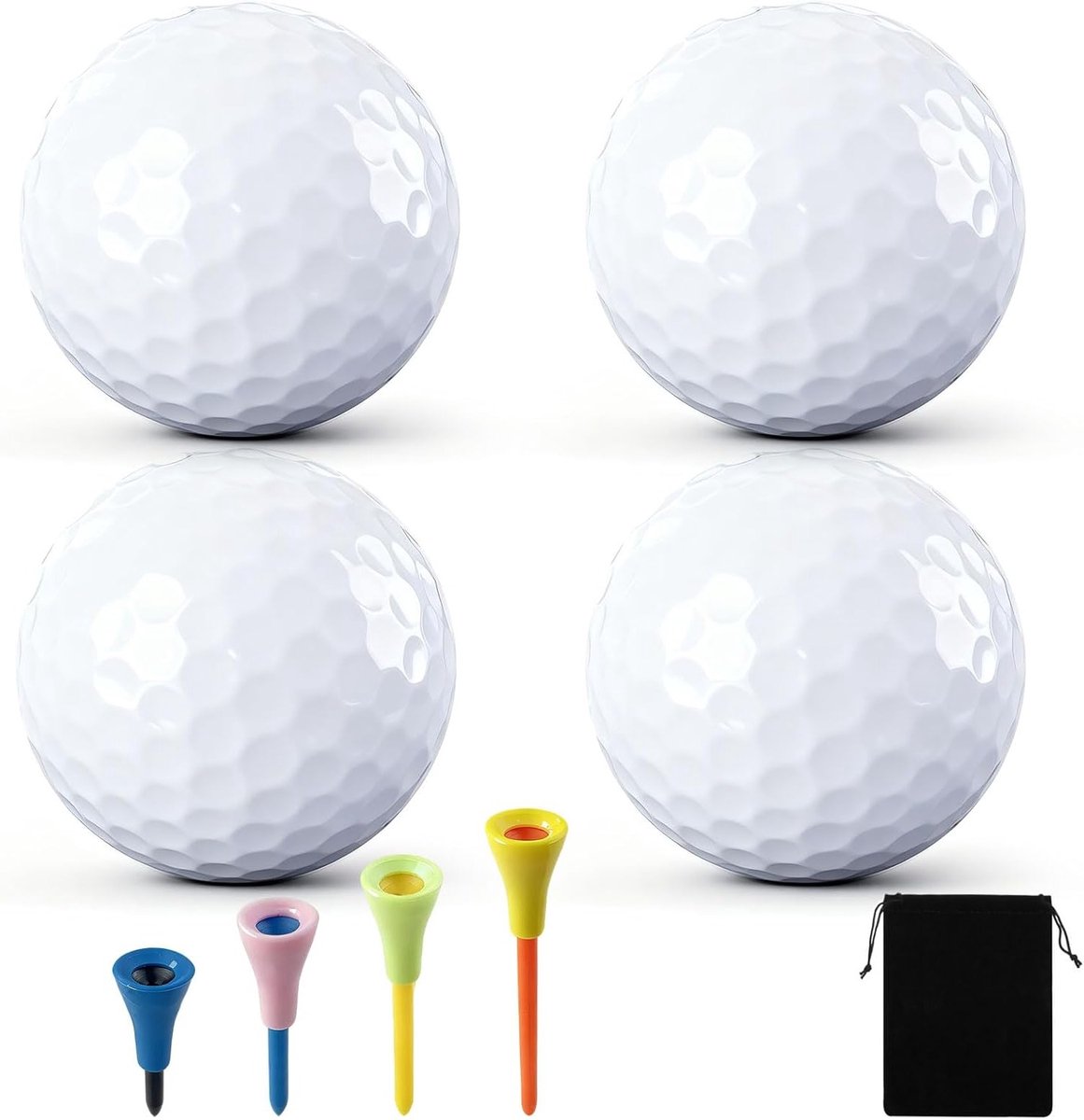 Golf Training Balls Set van 4 Stuks, 42mm Plastic Oefenballen met Steunen voor Swing, Driving Range en Thuisgebruik, Ideaal voor Volwassenen