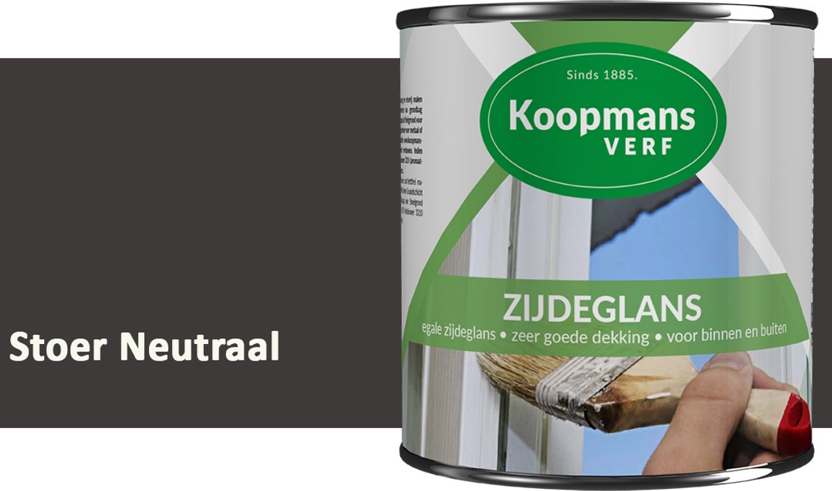 Koopmans Zijdeglans Lakverf – Binnen & Buiten – Kras- en Stootvast – Hoge Dekkracht – Voor Hout, Deuren en Kozijnen – Stoer Neutraal – 1,5 l