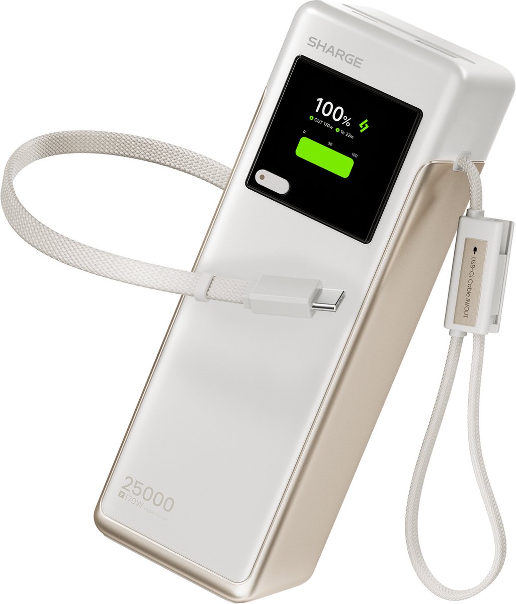 SHARGE HyperTower 170 - Powerbank - 25000mAh - 170W Max - Wit
