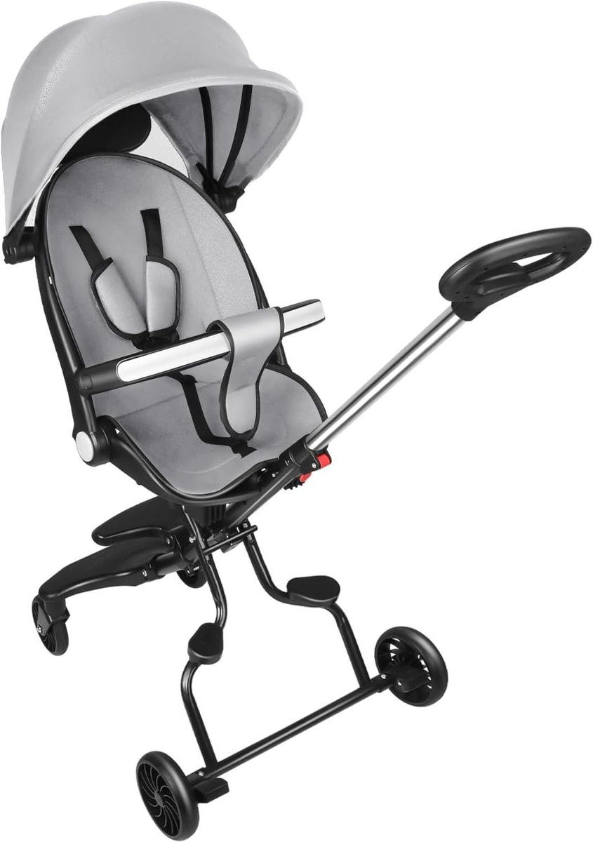 Compacte wandelwagen - Kinderwagen liggend - Dagelijks reizen - Met één hand kantelbaar - 39 kg - Grijs