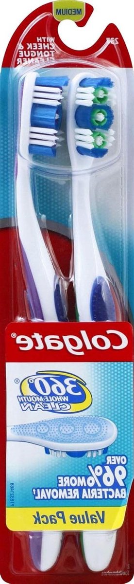 Tandenborstel met reiniger - Handtandenborstel - Betere mondhygiëne - Verwijdert meer bacteriën - 2 stuks - Blauw