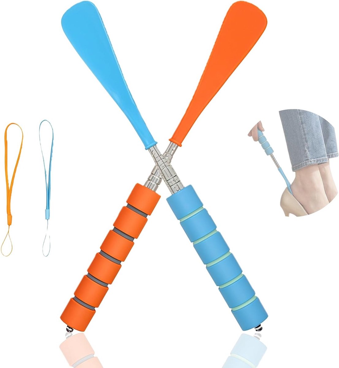 Telescopische schoenlepel 30-71 cm, uittrekbaar en verstelbaar, ideaal voor heren en dames, perfect voor senioren en reizen, roestvrij staal