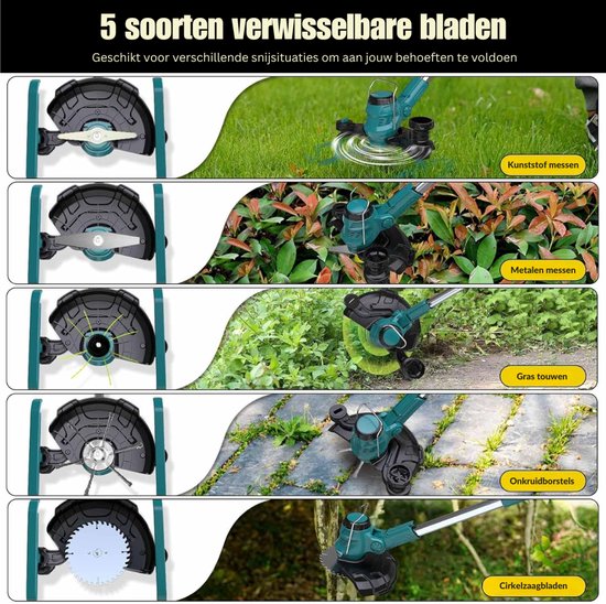 HEZIVO® Grastrimmer 5-in-1 - Onkruidborstel Elektrisch - Voegenreiniger - Onkruidverwijderaar - Telescopisch - 2 Accu's van Hezivo — afbeelding 5