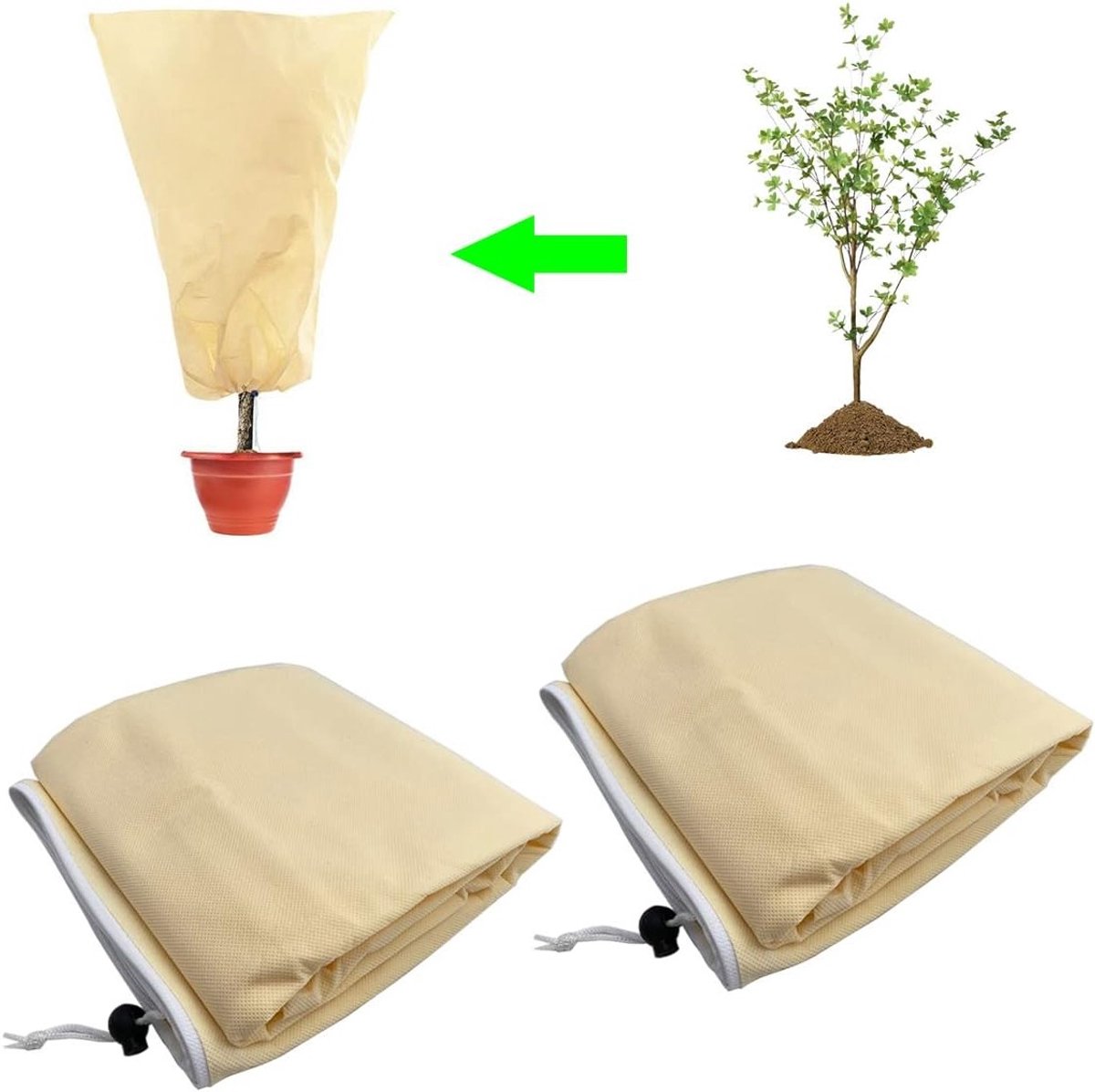 Allecta - Winterbescherming voor planten - 2 stuks plantenbeschermkap - Sterk en herbruikbaar met ritssluiting.