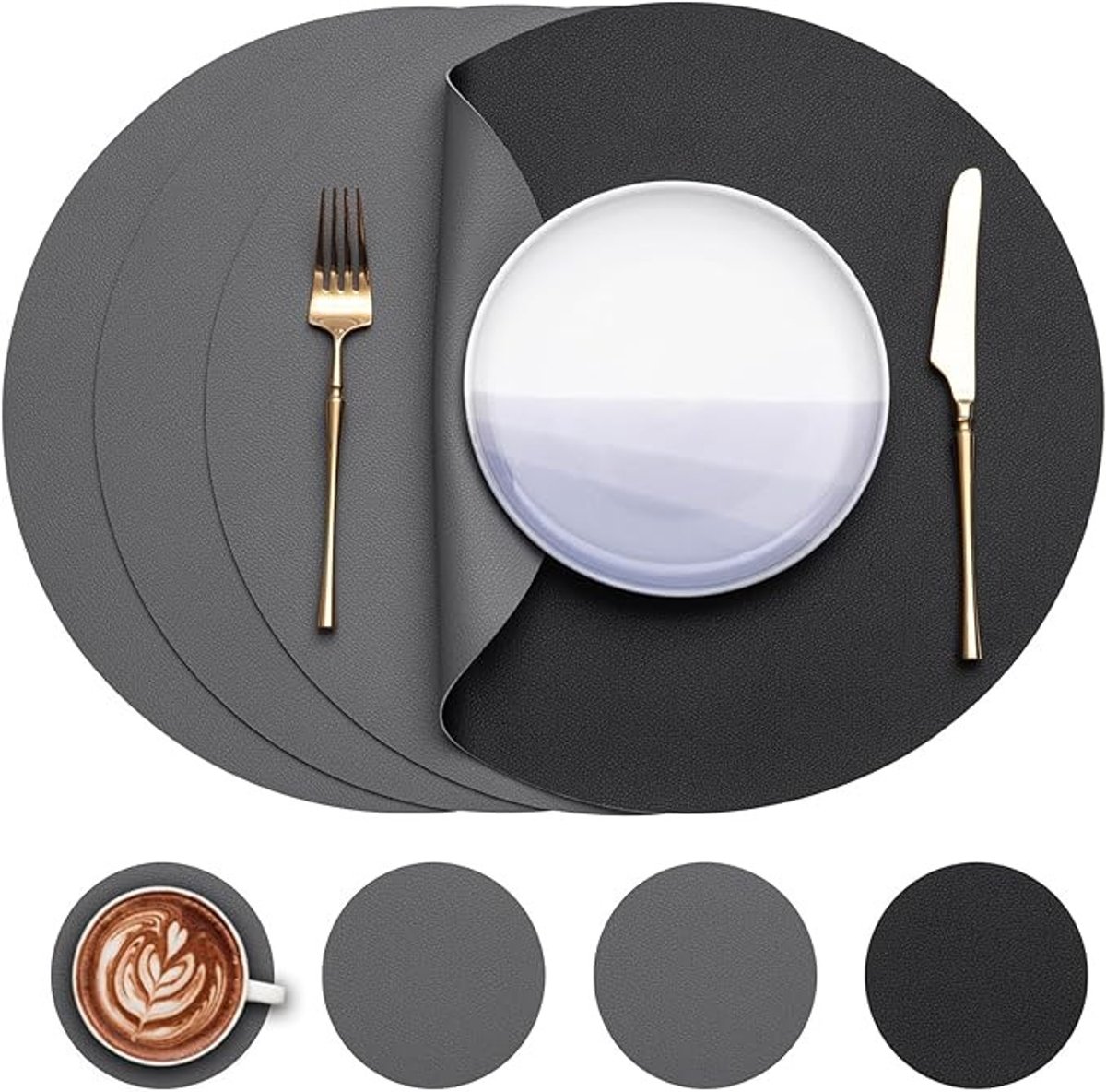 Ronde tafelplacemats set van 4 - waterdicht en antislip