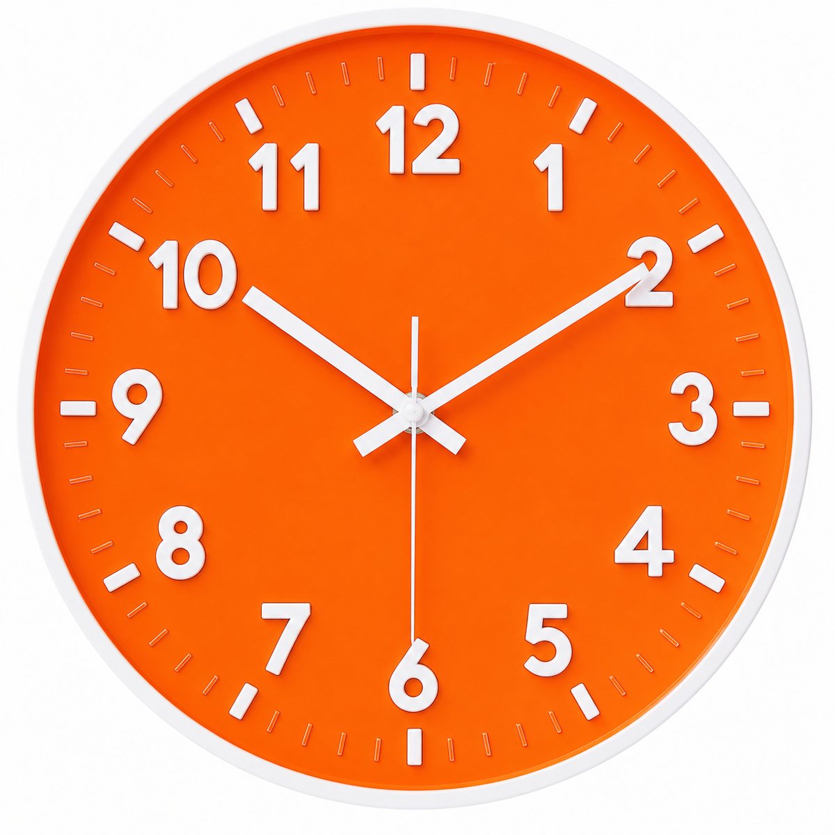 JustValue Wandklok Modern - Ø 30 cm - Stil Uurwerk - Klok Analoog - Oranje