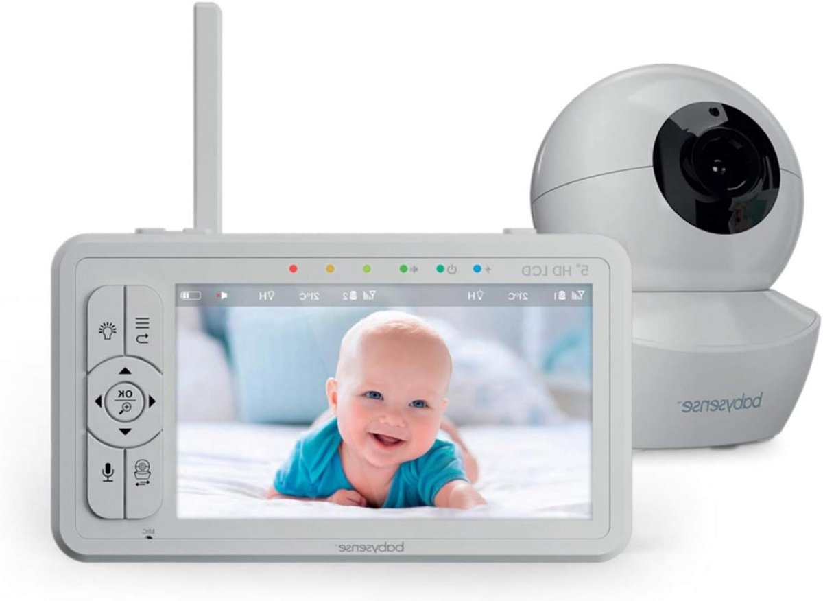 Babyfoon met camera - Video monitor - Babykamer bewaken - 5 inch HD scherm - 280 meter bereik - Wit