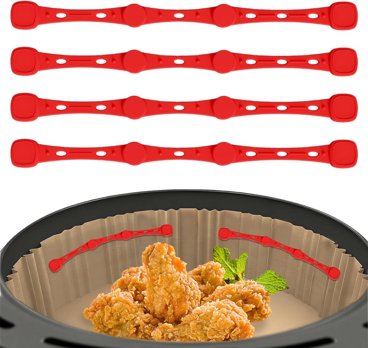 Magneten voor Airfryer - Bakpapier Clips - Fixeren Bakpapier - Hittebestendig Siliconen - 4 stuks - Grijs