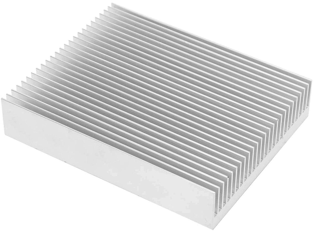 Koelblok Aluminium - Warmteafvoer Blok - Elektronica Koelen - Fijnmazig Ontwerp - 80x20x100 mm - Zilverkleurig