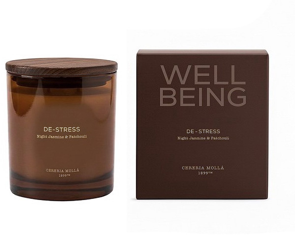 Well Being - DE-STRESS - Geurkaars - Cereria Molla1899 - Night Jasmine & Patchouli - 370 gram - 2 lont/wiek