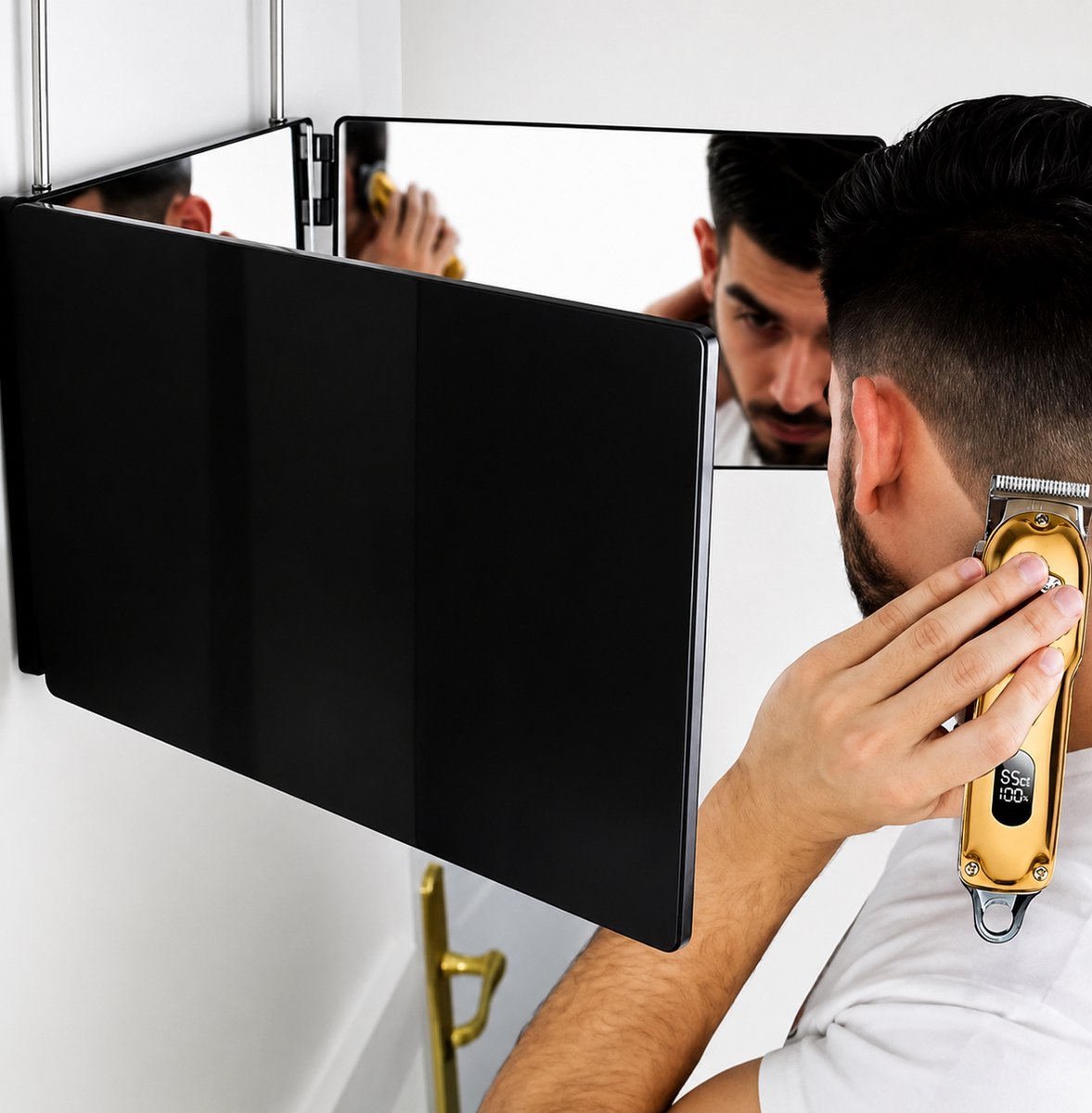 Dutchers® Professionele Selfcut Spiegel - Kappersspiegel - 360 graden - Opvouwbare Drieluikspiegel - Make-up Deurspiegel - Zelf Knip - Multimirror