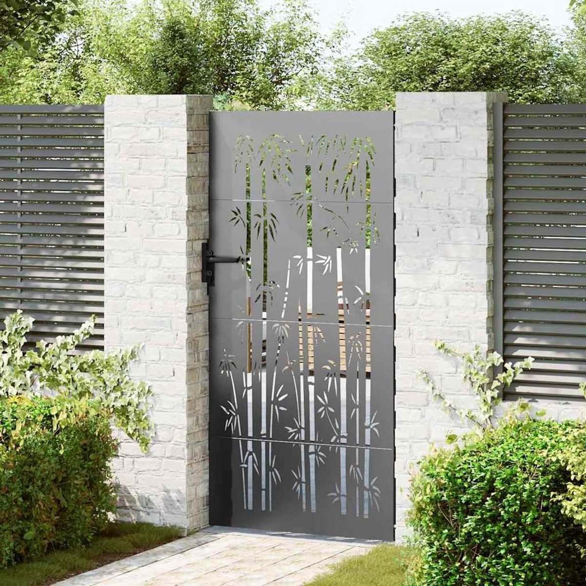 Tuinpoort - Tuindeur Hek - Tuin Afbakenen - Gepoedercoat Staal - 105 x 200 cm - Zwart