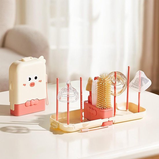 Reinigingsset Babyflessen - Flessenborstel Set - Flessen Schoonmaken - Inklapbaar Ontwerp - 175 cm Hoog - Roze — afbeelding 4