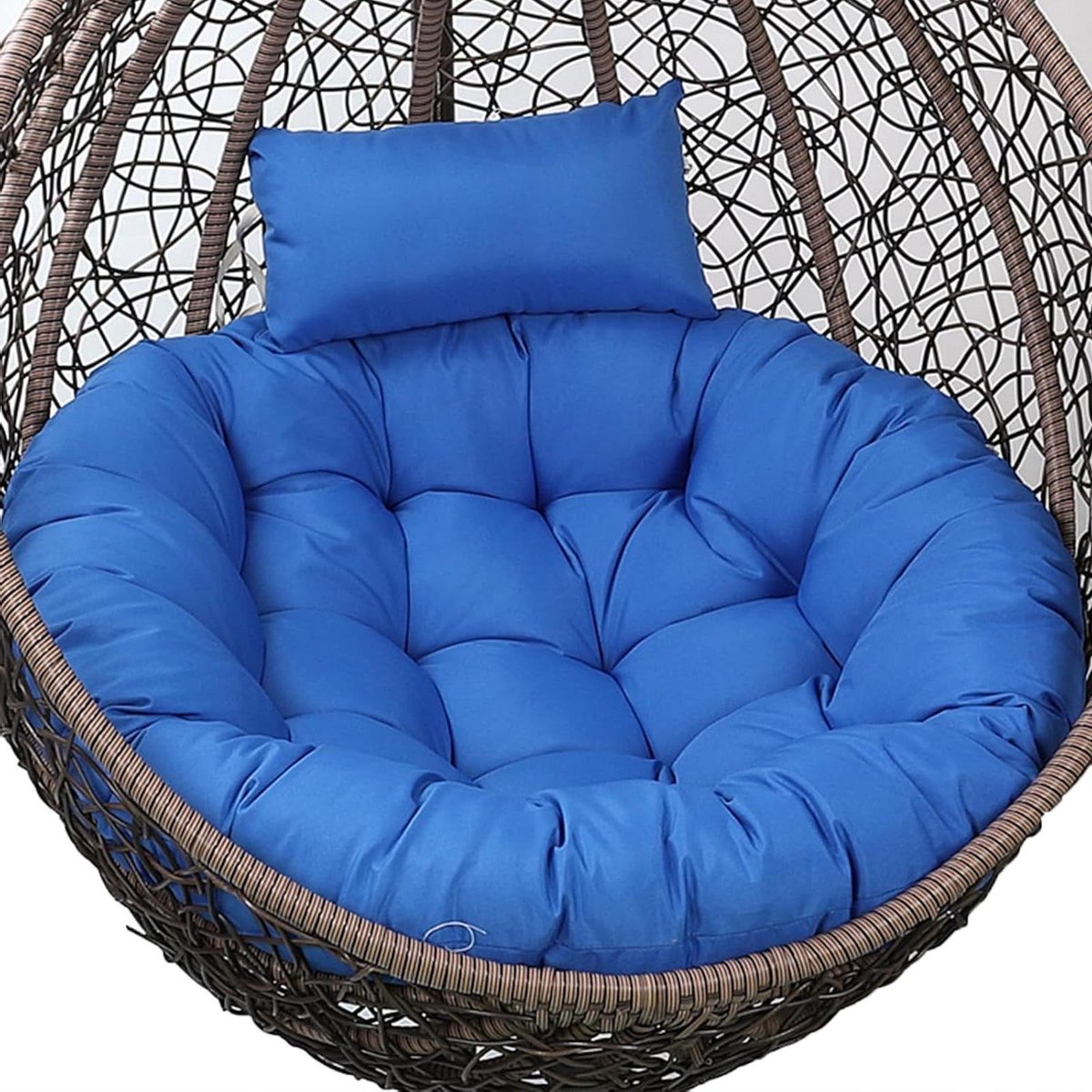 Eierstoelkussen met hoofdsteun - Hangstoelkussen rond - Ontspannen in de tuin - 15 cm dikke vulling - Diameter 125 cm