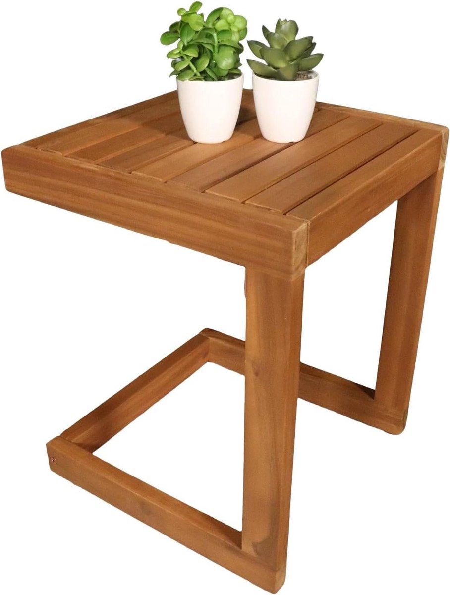 Bijzettafel Acaciahout - Tuin Tafel - Buiten Zitten - Gemakkelijke Montage - Normal - Bruin