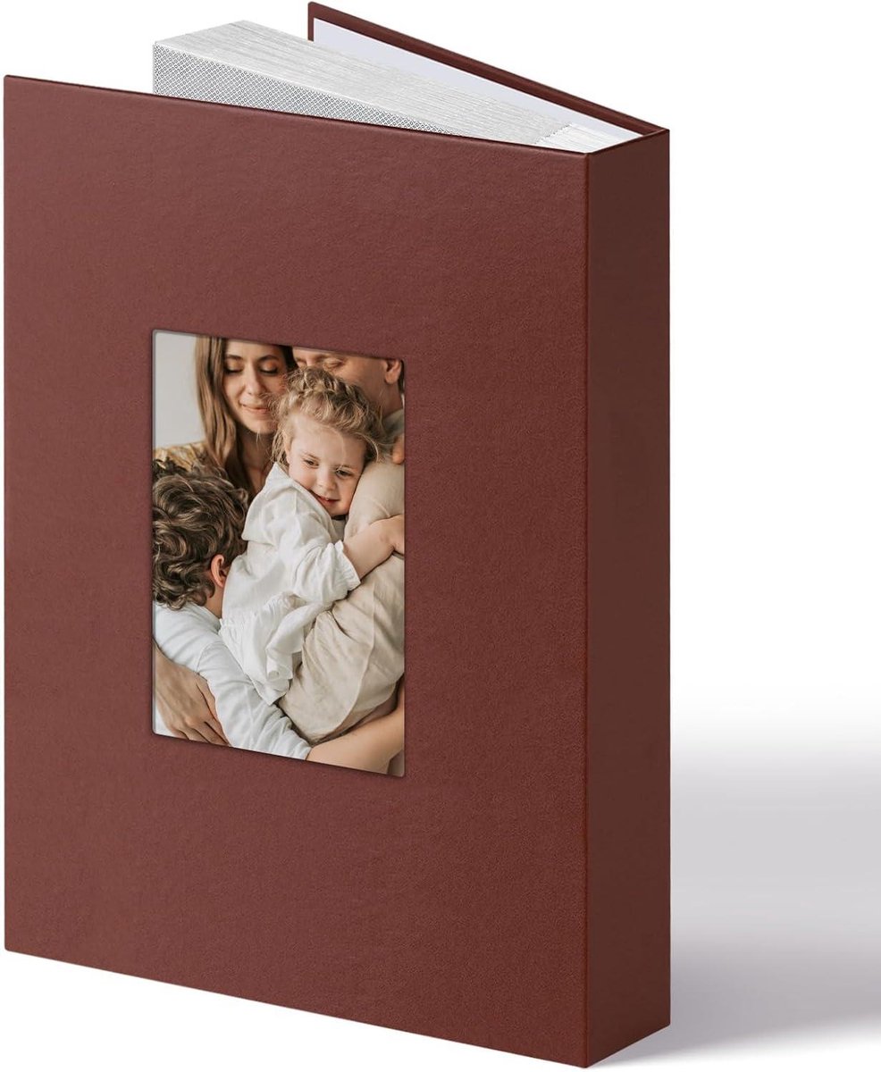 Fotoalbum met Venster - Herinneringen Boek - Foto's Opbergen - Gepersonaliseerd Voorblad - 300 Foto's - Bruin