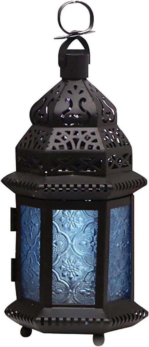 Decoratieve Lantaarns - Glazen Windlichten - Sfeervolle Decoratie - Moors Design - 22 cm Hoog - Multicolor