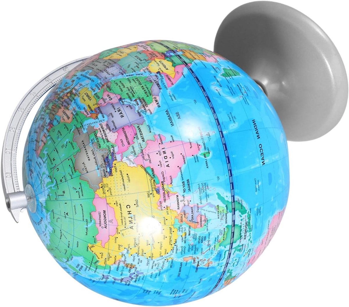 Educatieve Wereldbol - Aardbol Model - Desktop Decoratie - Vlakke Onderkant - 30x23x20 cm - Blauw