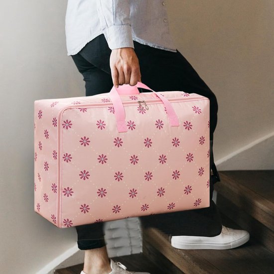 Dekens Opbergzak - Dekbed Opberger - Kleding Opbergen - Versterkt Draagvermogen - 55x33x20cm - Roze — afbeelding 2