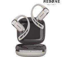 REBØNE® AERO Sport Oortjes - Oordopjes Draadloos - Bone Conduction Headphone - Open ear - Earbuds Wireless - Draadloze Koptelefoons - Bluetooth Koptelefoon - USB C - Waterdicht - Grijs / Zilver