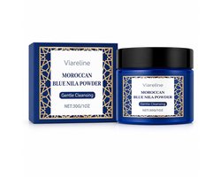 Viareline Moroccan Blue Nila Powder | Marokkaans Nila Poeder | Blue Nila Masker | Gezichtsmasker Poeder | Diepe Reiniging | Poriën Verkleinen | Verhelderend Masker | Huidverzorging | Clay Mask | Glow Mask | Hydraterend Masker | Anti Doffe Huid