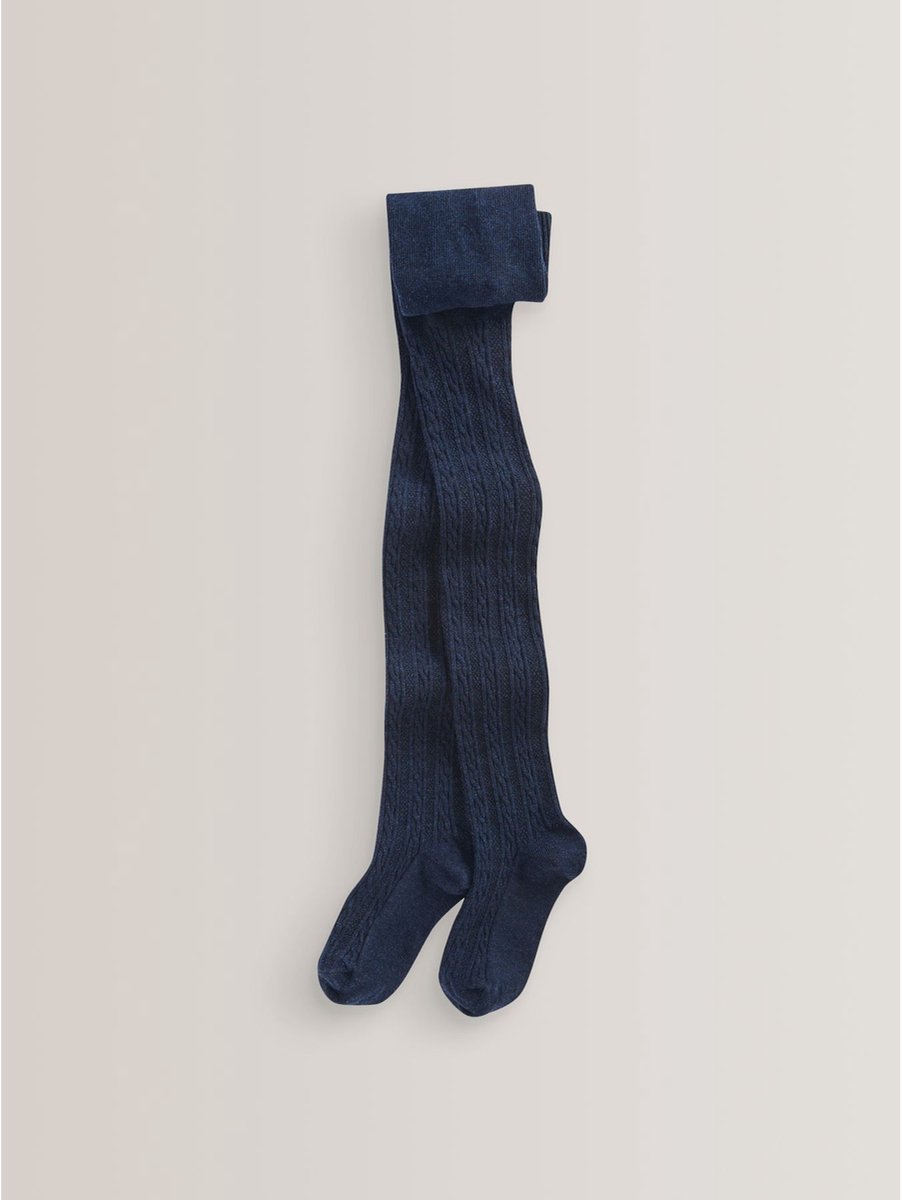Next - Meisjes - Maillot met hoog katoengehalte en kabelpatroon, standaard lengte - Blauw