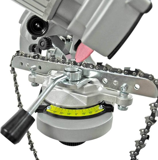 Elektrische Kettingslijper - Universele Slijpmachine Kettingzaag - Kettingen Scherp Houden - Traploos Instelbare Slijphoek - 145 mm Schijfdiameter - Grijs — afbeelding 4