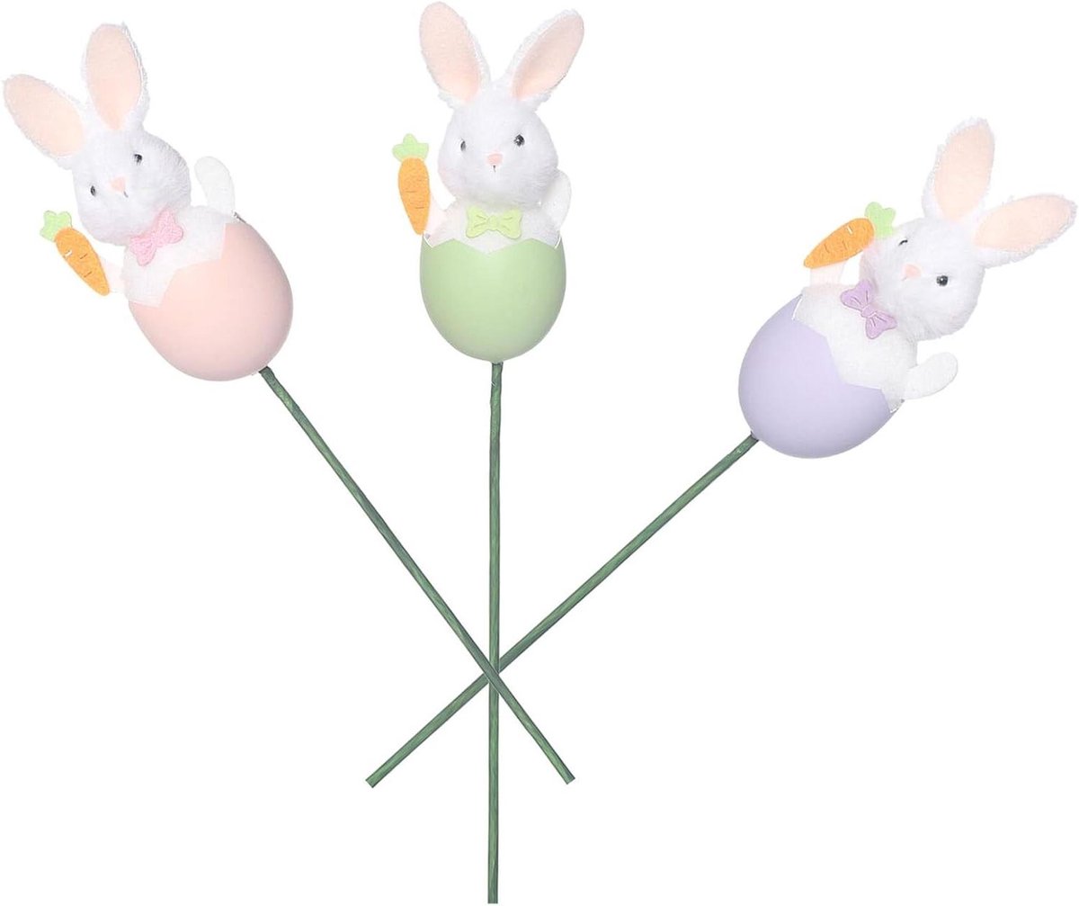 3Pcs Piece Easter Branches with Plastic Eggs Cute Bunnies Durable Reusable Decoration for Easter Bouquets Table Decoration Party Accessories Easter Style
