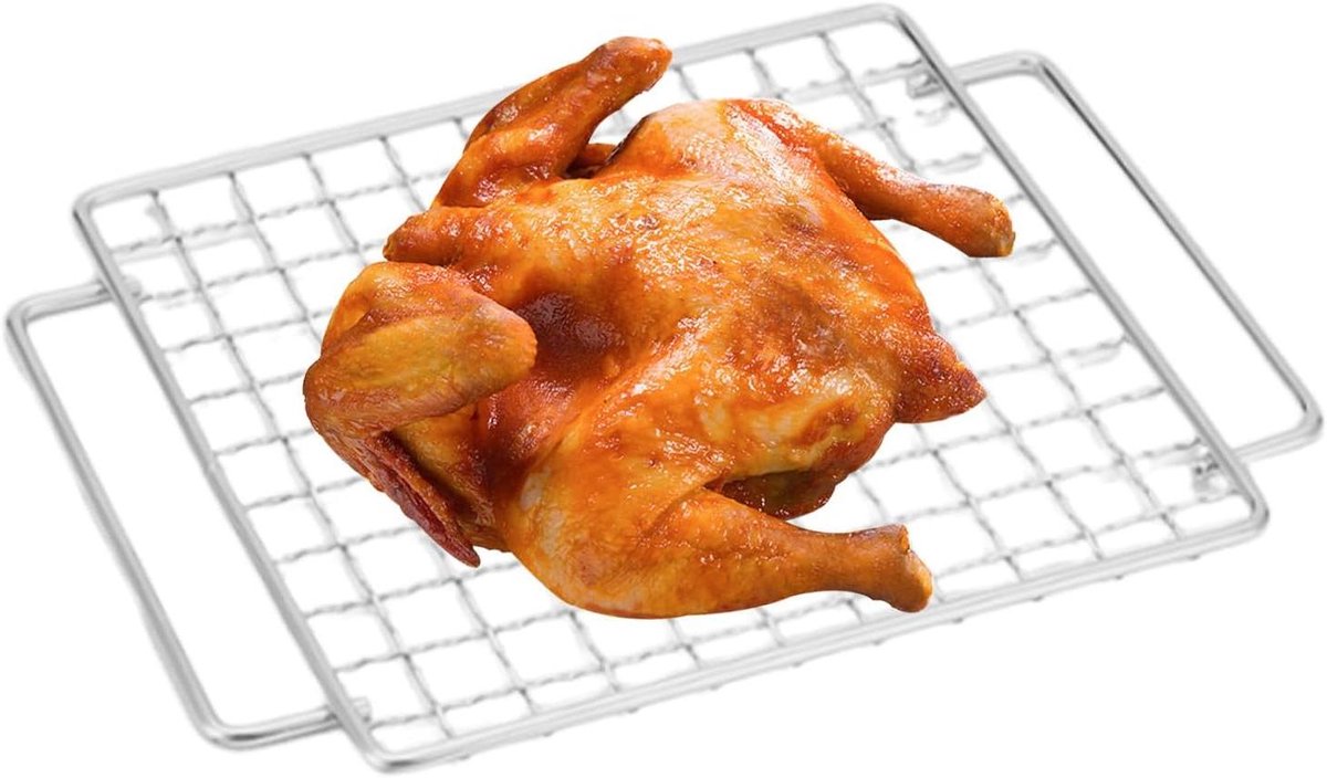 Roestvrij stalen grillroosters - Outdoor BBQ kookrek - Buiten koken - Hittebestendig materiaal - 24 x 20 cm - Zilverkleurig