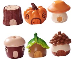 Mipcase 1 Set Bosboom Kleine Ter Decoratie Mini House Decor Mini-huizen Voor Ambachten Mini Meubelornament Mini Bonsai Beeldjes Ornament Miniatuur Huizen Voor Dorp Hars 6 Stuks
