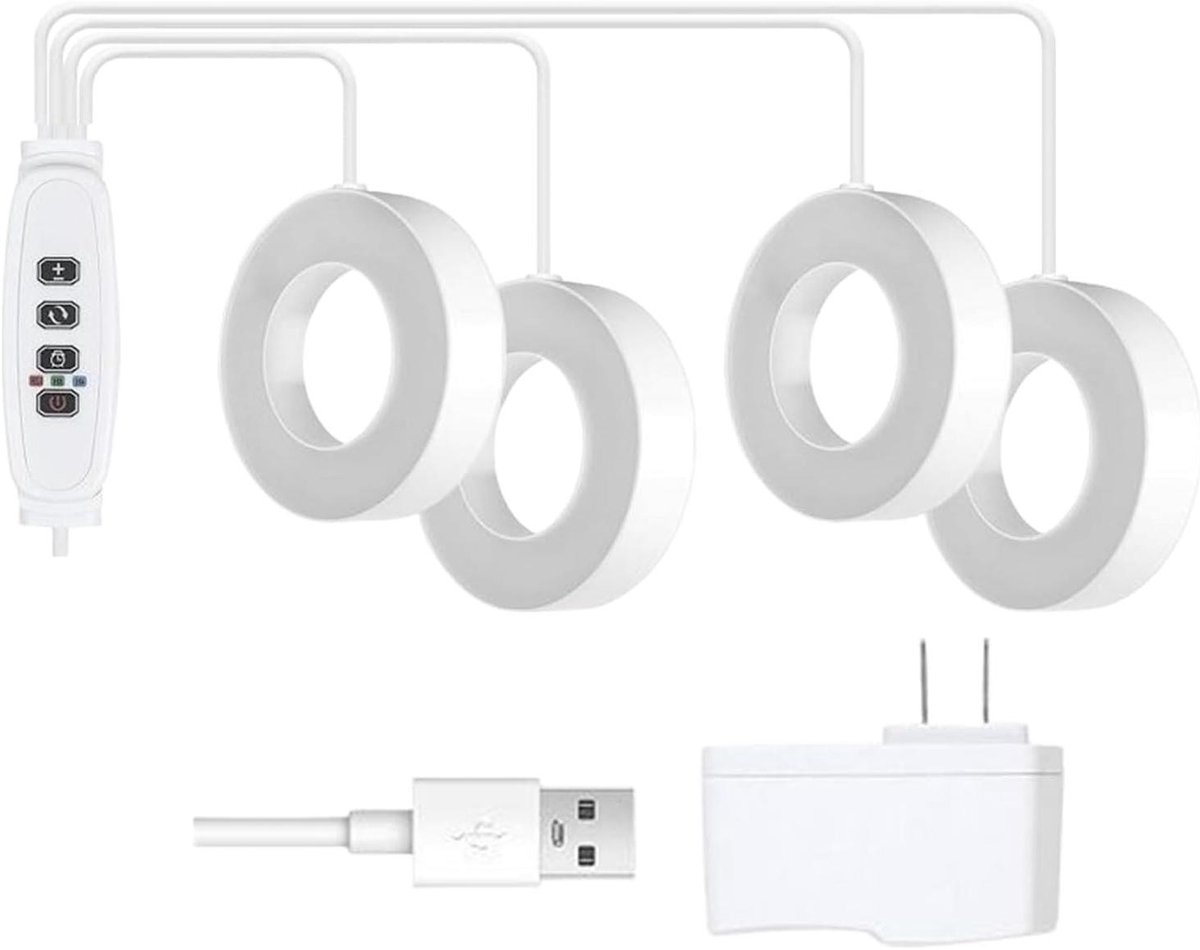 Kweeklampen met timer - Plantenlamp binnen - Planten laten groeien - Vier flexibele koppen - 21 m kabel - Zwart
