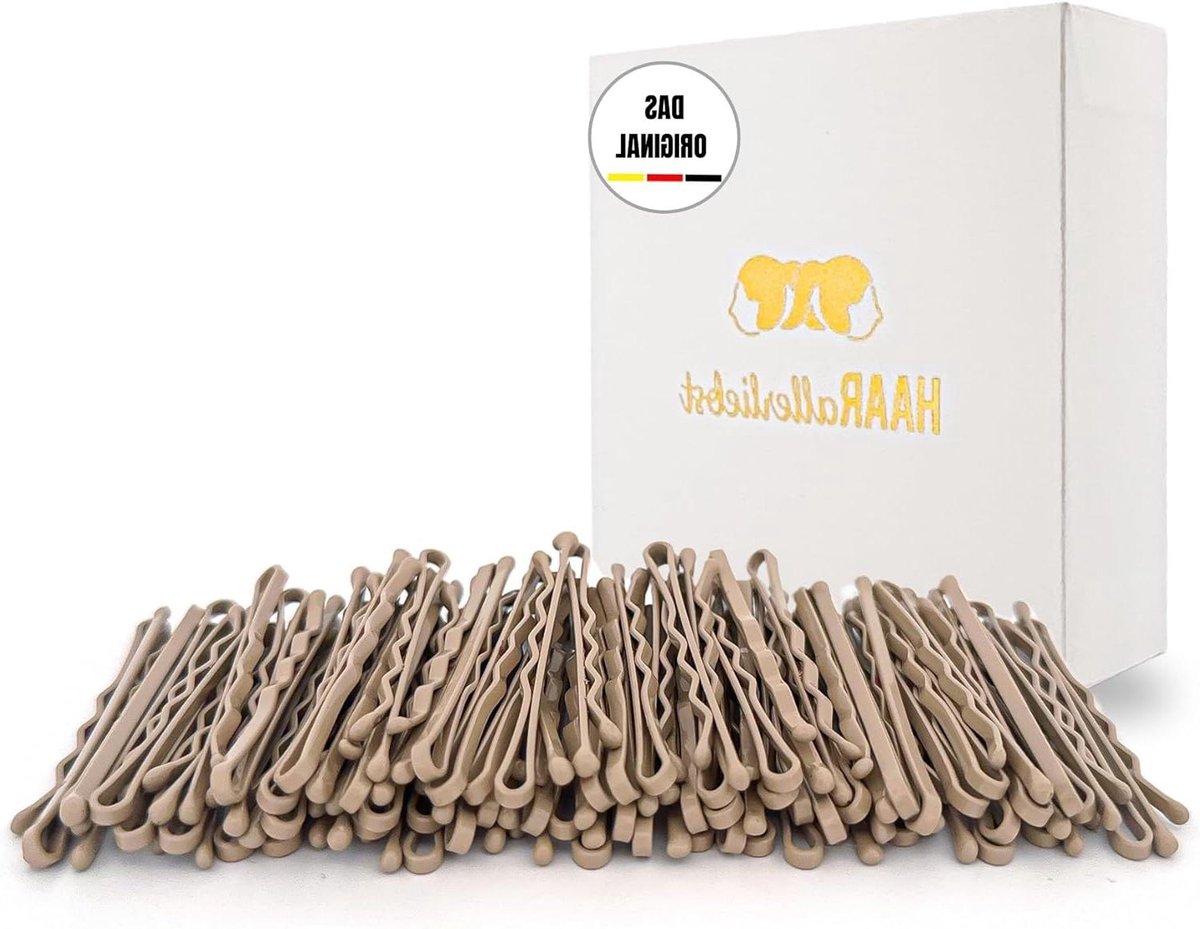 HAARallerliebst® 100 Bobby Pins Beige - 5 cm Hair Clips for Women - Extra Strong and Durable - Durable Gift Box - Hairpins for Hairstyles, Hair Styling Accessories (Beige, 100 Pieces)