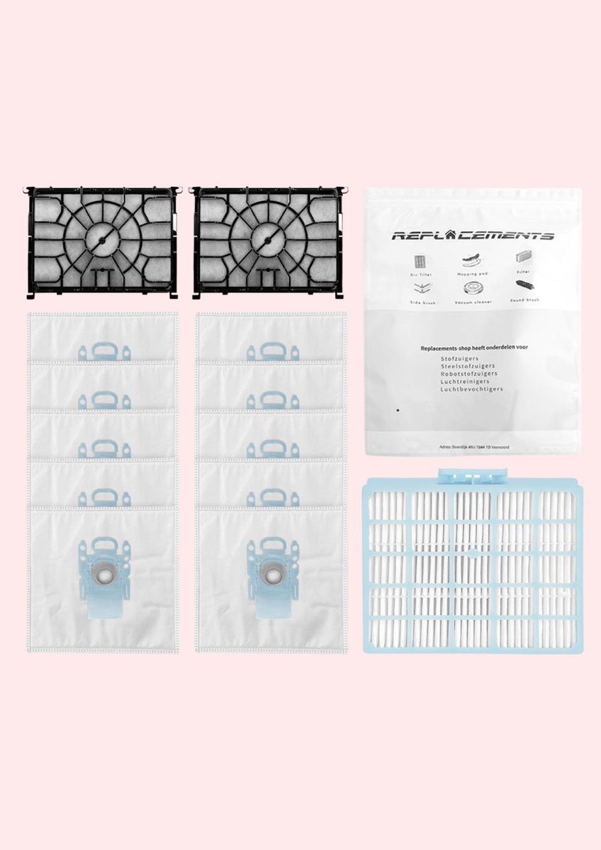 Replacements Stofzuigerzakken Set Geschikt voor Bosch MoveOn & Serie 6 – 10 Stofzakken + 2 Motorfilters + 1 HEPA Filter